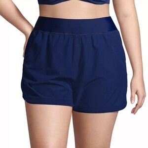 Lands End 5" Quick Dry Swim Shorts w/o Panty Women's 16 Navy Blue